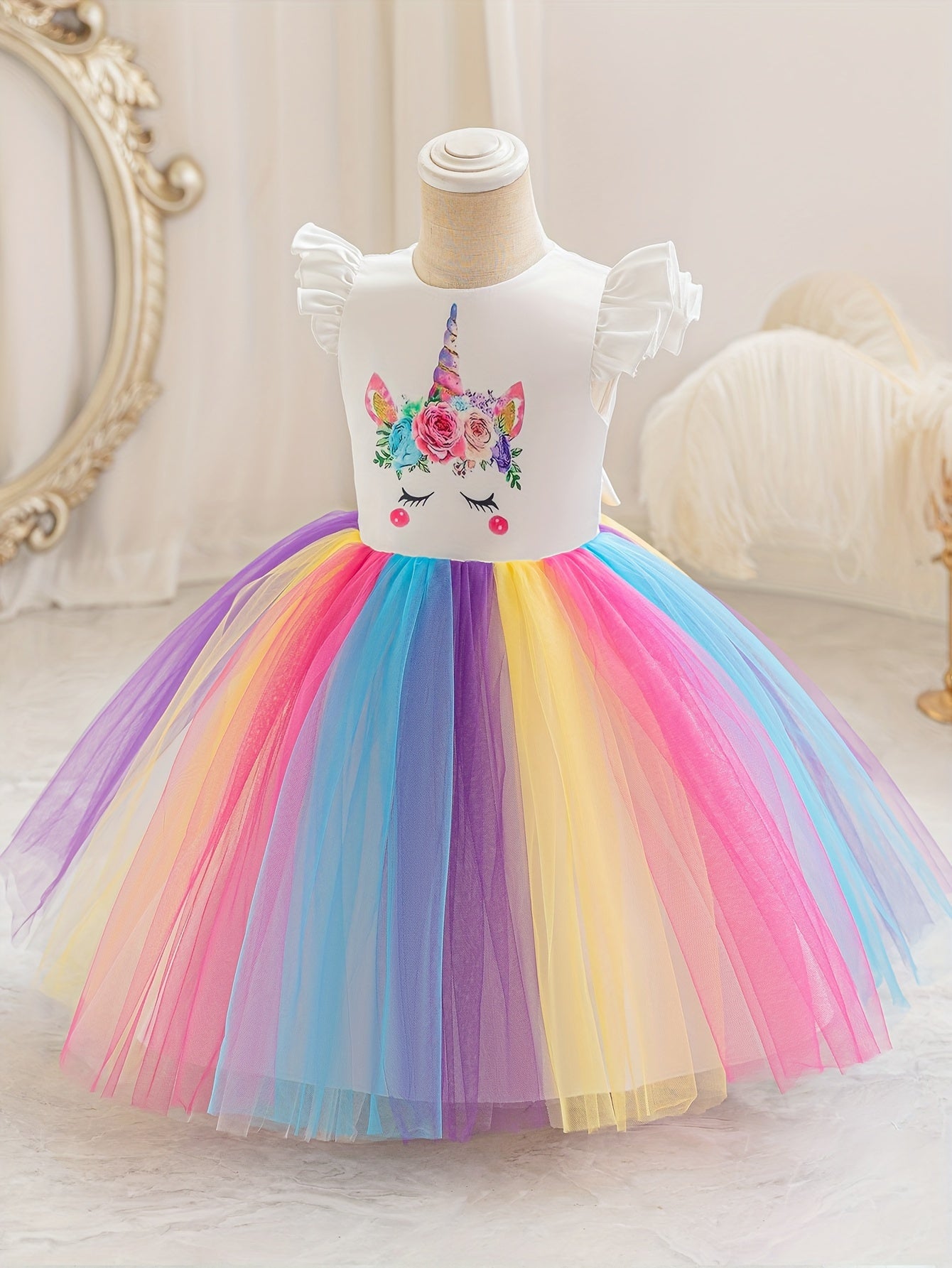 Einhorn Kleid - Regenbogen-Tüll