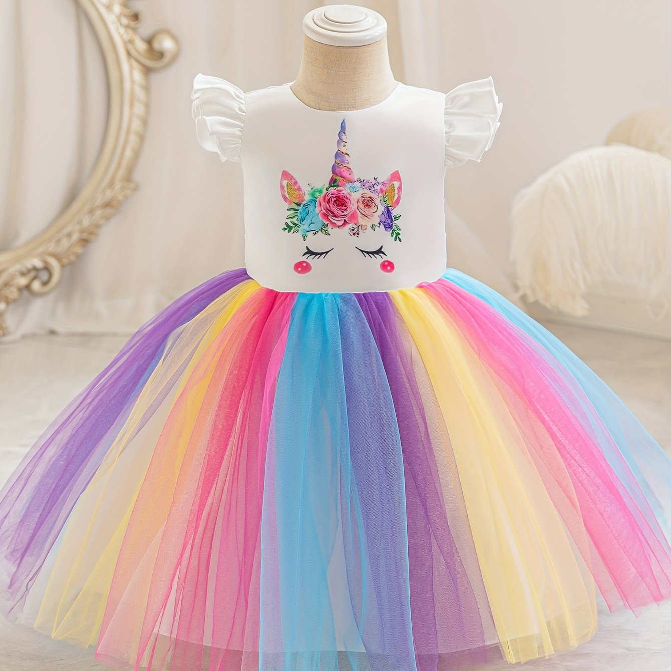 Einhorn Kleid - Regenbogen-Tüll