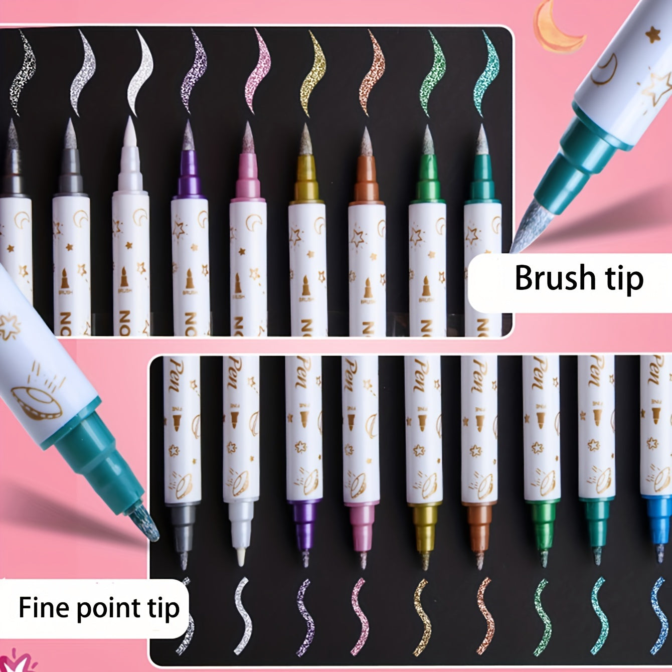 10pcs Metallic Glitter  Doppel Marker