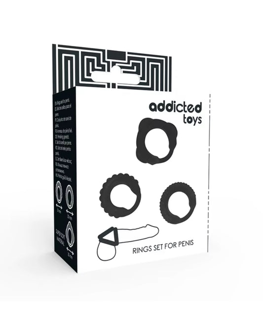 addicted Toys C-Ring Set Black /Ring set for penis