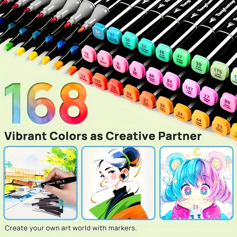 120/168pcs Color Dual Head Alcohol Brushes, Marker