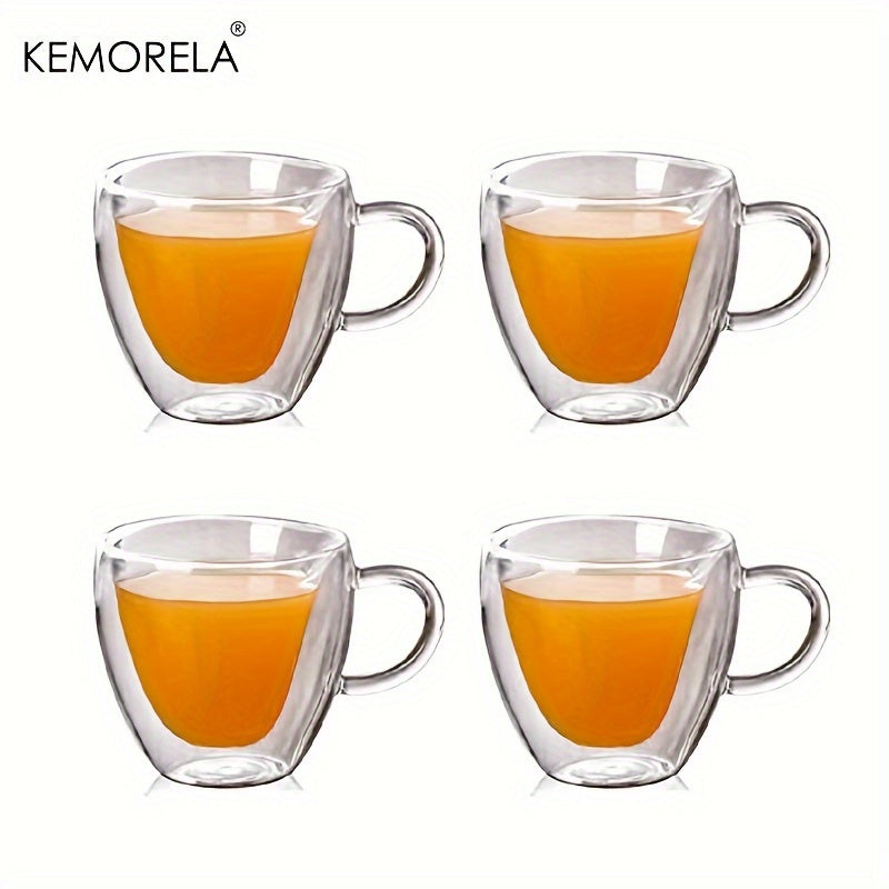 KEMORELA Set mit 4 herzförmigen doppelwandigen Kaffeetassen aus Glas