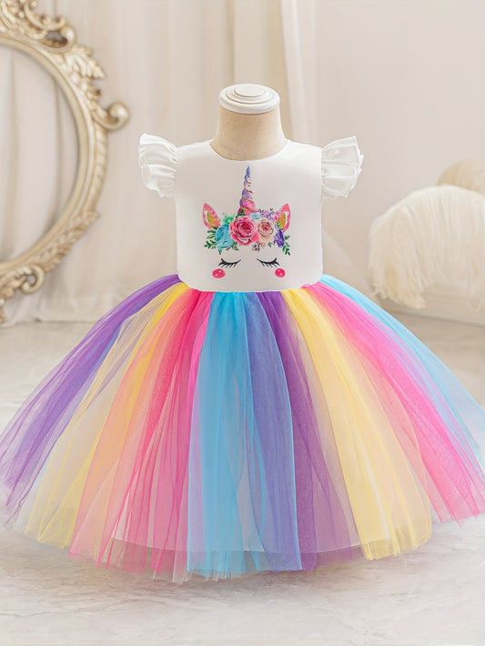 Einhorn Kleid - Regenbogen-Tüll