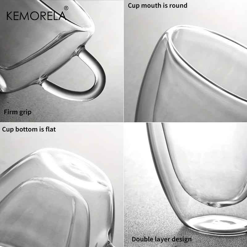 KEMORELA Set mit 4 herzförmigen doppelwandigen Kaffeetassen aus Glas